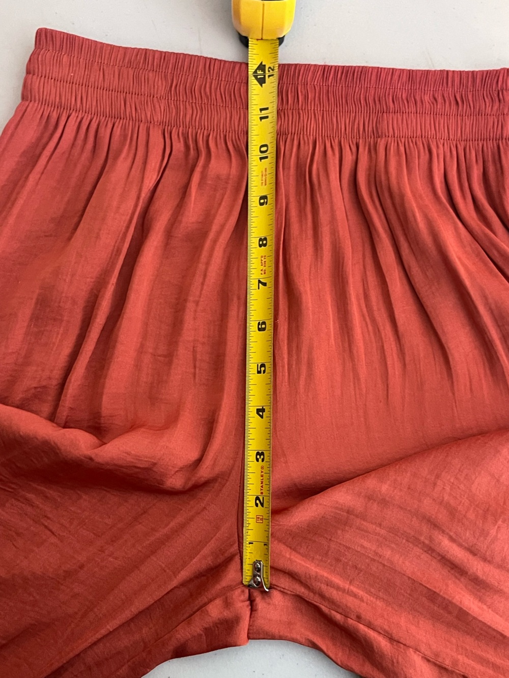 Zara Sz XS Rust Boho Pleated Satin Wide-Leg Pants - Picture 13 of 16